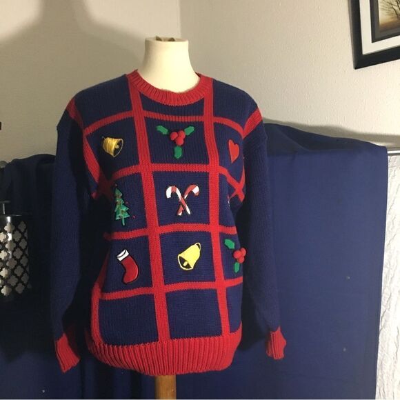 Karen Scott VTG Ugly Christmas Sweater Size M/L - Picture 1 of 10
